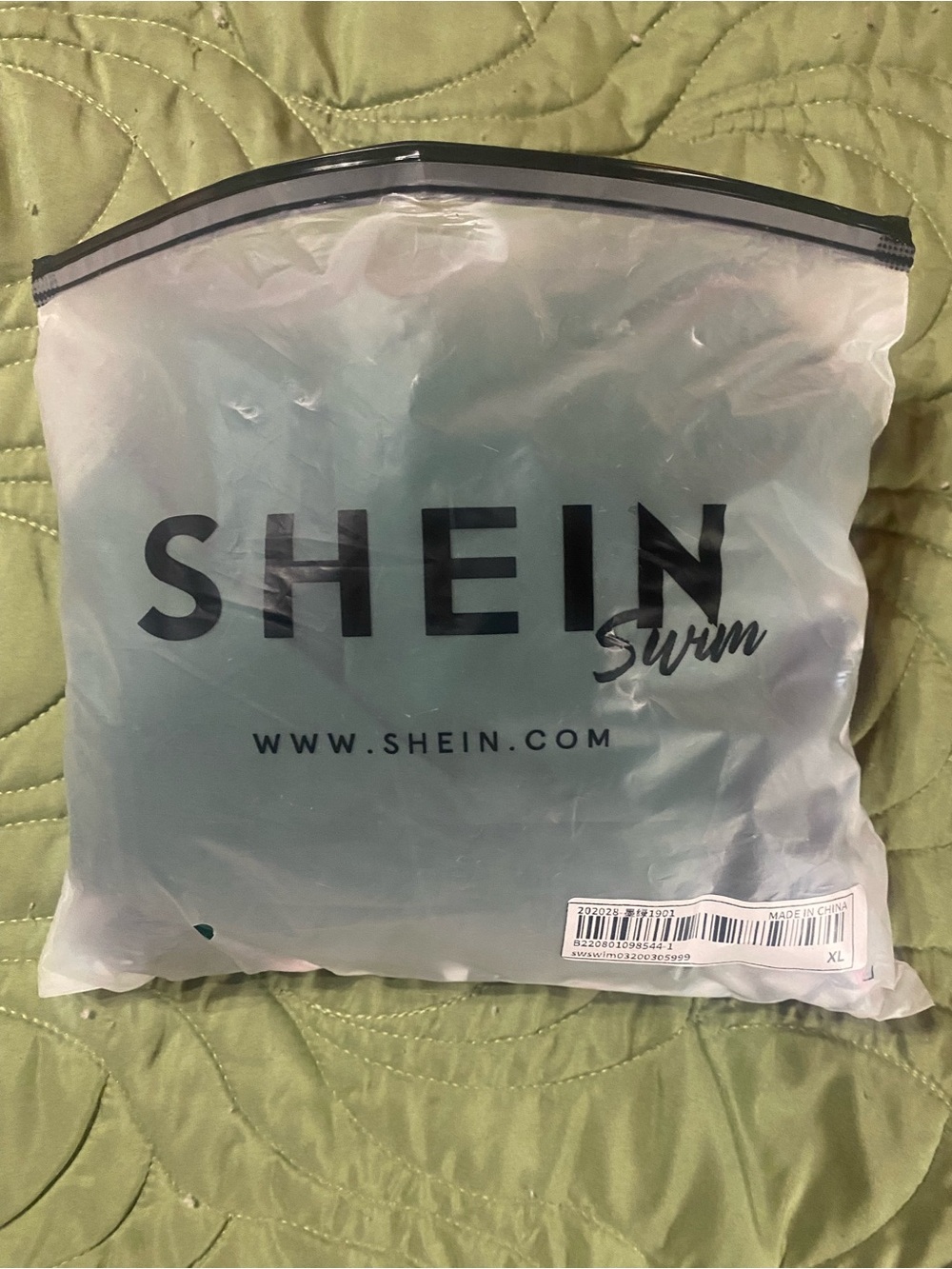 SHEIN Green Ruffle Tankini Top with Tropical Print High-Waist Bottoms - Picture 3 of 5